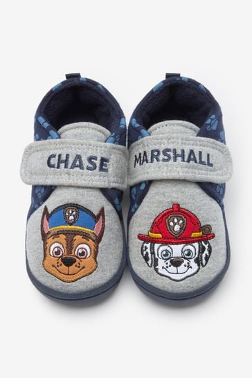 Grey/Navy PAW Patrol Touch Fastening Cupsole Slippers