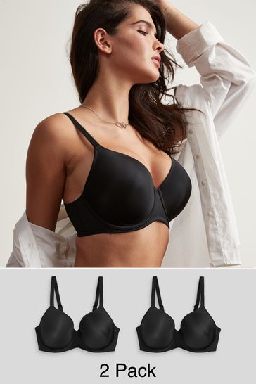Buy Black/Black DD+ Light Pad Full Cup Smoothing T-Shirt Bras 2 Pack from  Next Luxembourg