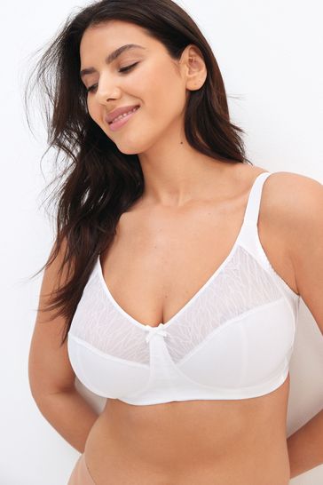 Buy White Total Support Full Cup Non Wire Cotton Bra from Next