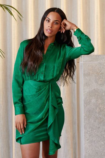 Green Rochelle Satin Mini Dress
