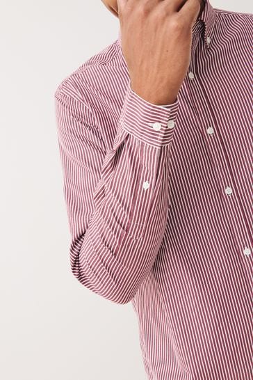 Burgundy Red/White Stripe Long Sleeve Shirt