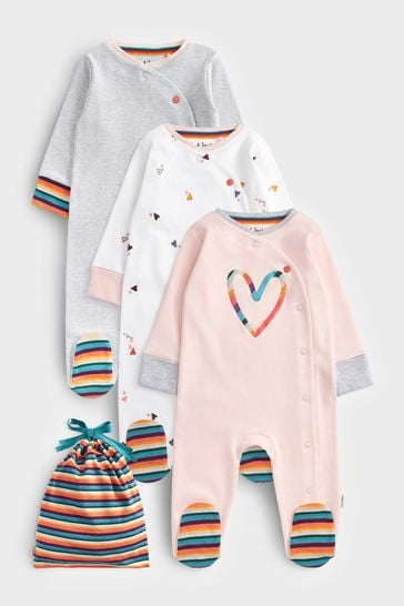 Paul Smith Baby Girls 3-Pack 'Heart' Sleepsuits