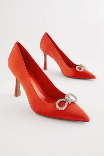 Orange Forever Comfort® Bow Trim Curvy Heel Court Shoes