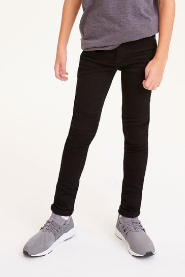 Black Denim Super Skinny Fit Mega Stretch Adjustable Waist Jeans (3-16yrs)