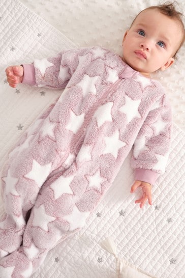 Pink Next Baby Fleece Sleepsuit