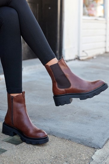 Chocolate Brown Regular/Wide Fit Forever Comfort® Chunky Chelsea Boots