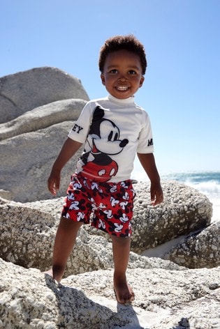 Mickey Mouse Red Rash Vest And Shorts Set (3mths-8yrs)