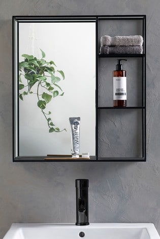 Black Shelving Wall Mirror