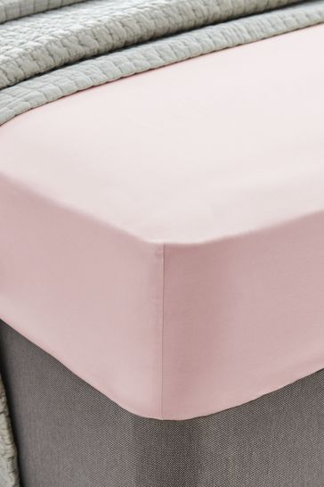 Blush Pink 400 Thread Count Cotton Fitted Sheet