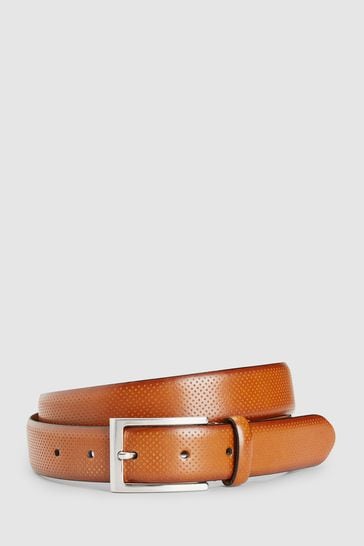 Tan Brown Perforated Leather Belt