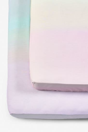2 Pack Multi Rainbow Ombre Fitted Sheets