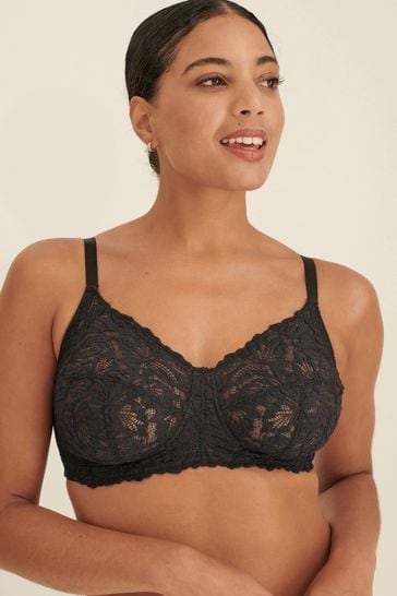 Buy Black Total Support Non Pad Non Wire Full Cup Comfort Lace Bra from  Next USA