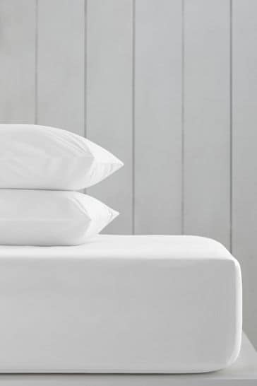 Spannbetttuch mit hohem Baumwollanteil für hohe Matratzen, Weiß