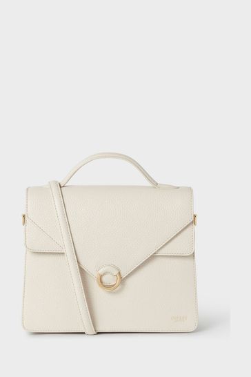 OSPREY LONDON The Harper Leather Grab White Bag