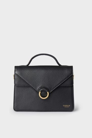 OSPREY LONDON The Harper Mini Leather Grab Black Bag