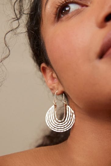 Gold Tone Hammered Hoop Earrings Made With Recycled Metal