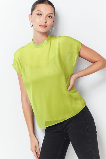 Lime green clearance sheer top