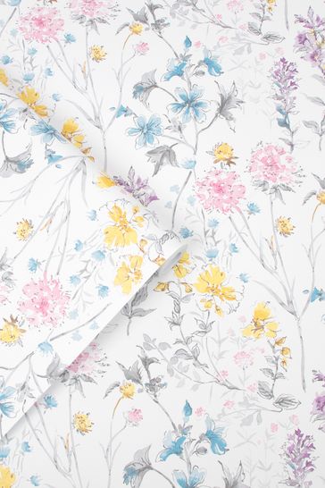 Laura Ashley Multi Wild Meadow Wallpaper Wallpaper