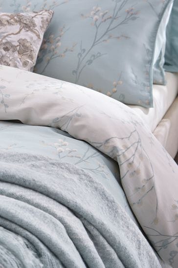 Laura Ashley Duck Egg Blue Pussy Willow Duvet Cover and Pillowcase Set