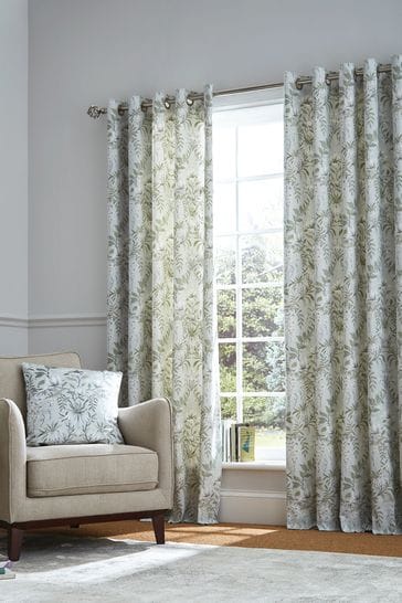 Sage Green Parterre Lined Eyelet Curtains