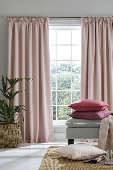 Blush Pink Stephanie Blackout Lined Blackout/Thermal Pencil Pleat Curtains