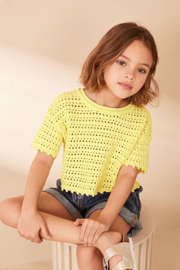 Yellow Crochet Knit Top (3-16yrs)
