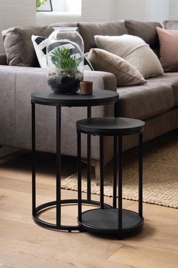 Black round nesting tables deals