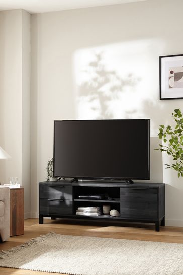 Black Bronx Up to 65 inch Oak Effect TV Unit