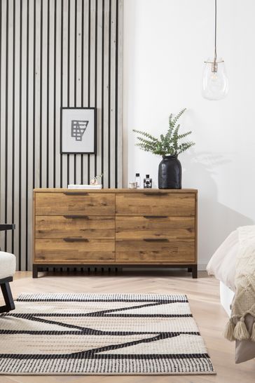Oak and metal outlet chest of drawers