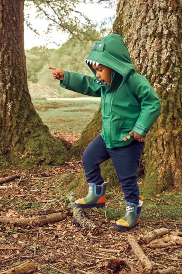 JoJo Maman Bébé Green Boys' Dinosaur Waterproof Jacket