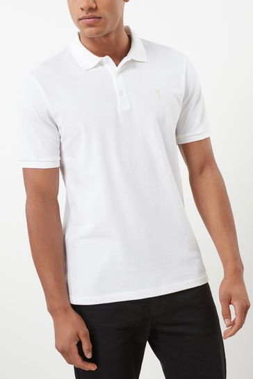 White Regular Fit Pique Polo Shirt