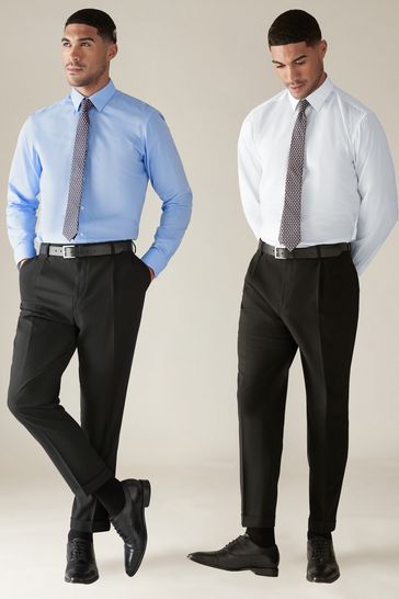 White/Blue Regular Fit Shirt And Tie Set 2 Pack