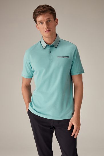 Aqua Blue Smart Collar Polo Shirt