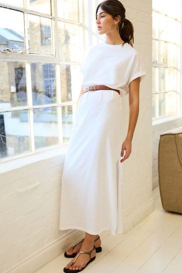 Buy White Short Sleeve Maxi T-Shirt Dress from Next Ireland