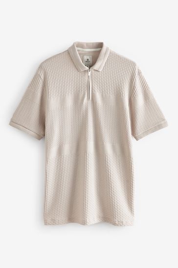 Neutral Textured Block Polo Shirt