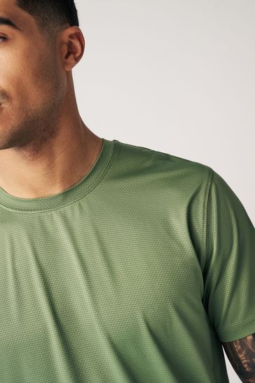Sage Green Active Gym and Training Textured T-Shirt