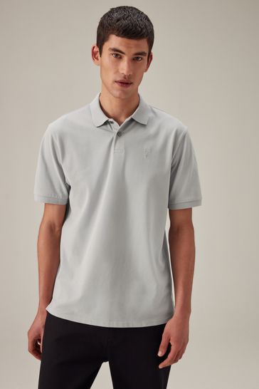 Grey Regular Fit Pique Polo Shirt