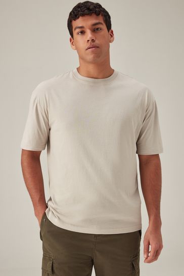 Neutral Relaxed Fit Essential Crew Neck T-Shirt