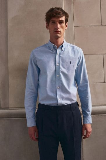 Light Blue Regular Fit Long Sleeve Oxford Shirt