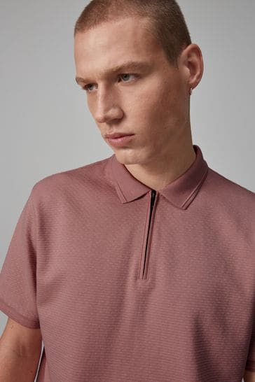Pink Textured Polo Shirt
