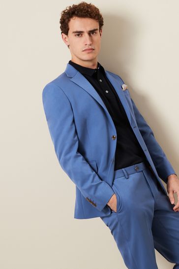 Cobalt Blue Slim Fit Motionflex Stretch Suit: Jacket