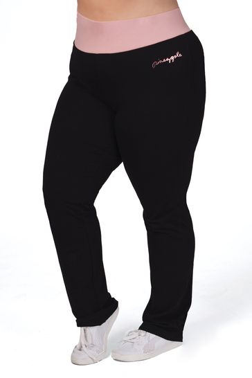 Pineapple Black/Pink Womens Contrast Band Bootcut Jersey Joggers