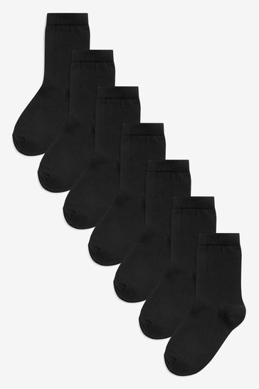 Black 7 Pack Cotton Rich Socks
