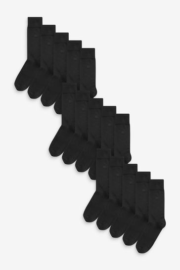 Black Logo Embroidered Lasting Fresh Socks 15 Pack