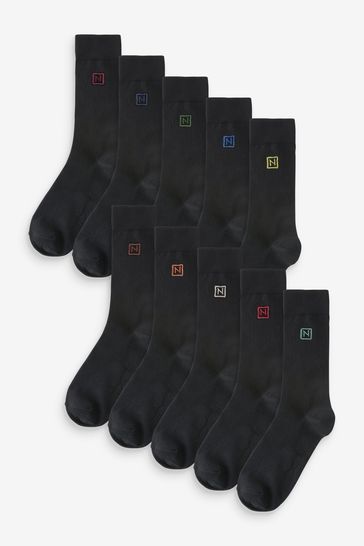 Multi Logo 10 Pack Embroidered Lasting Fresh Socks