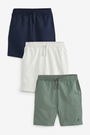 Pack de 3 pantalones cortos ligeros en azul marino, verde y gris hielo