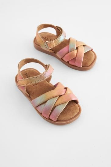 Pink Rainbow - Leather Woven Sandals