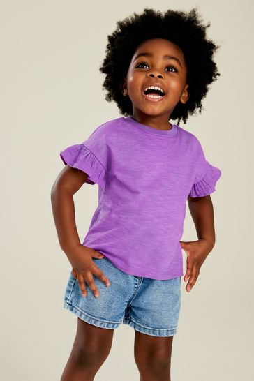 Purple Frill Short Sleeve T-Shirt (3mths-7yrs)
