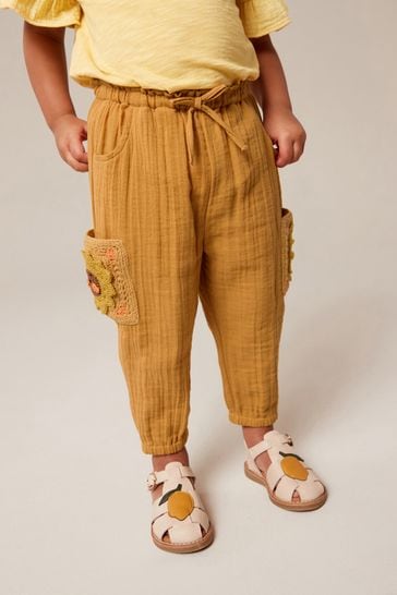 Ochre Yellow Crochet Pocket Trousers (3mths-7yrs)