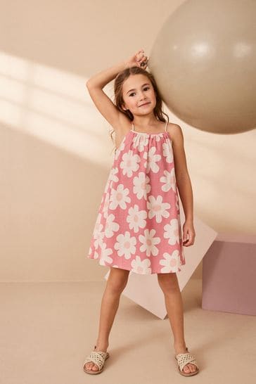 Pink Floral Strappy Dress (3-16yrs)